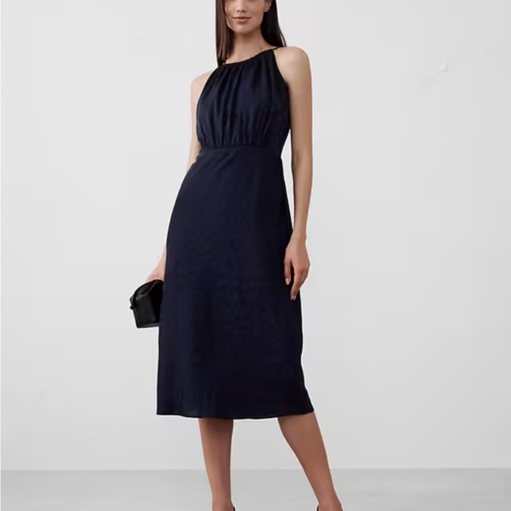 HIGH-NECK JACQUARD MIDI DRESS
